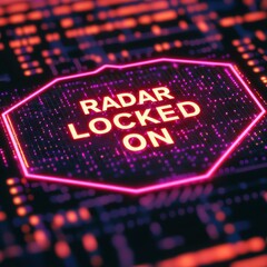 Poster - Defense System Concepts. A futuristic digital display with glowing neon text reading 