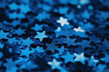 Poster - Captivating blue stars bokeh create enchanting depth of field background for creative projects, Blue stars bokeh shallow DOF able background