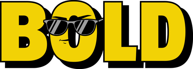 Poster - Bold text effect with cool emoji sunglasses vector illustration for design and typography use editable stock vector illustration