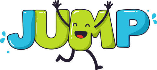 Poster - jump illustration vector graphic cartoon happy character activity motivation sport excitement fun de
