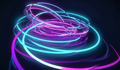 Wall Mural - vibrant swirling neon light trails in a dark background creating a dynamic visual effect
