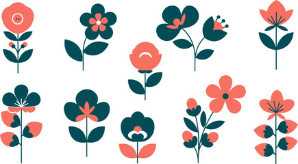 Poster - Floral pattern vector design with geometric flowers for spring summer background and decoration use editable stock vector illustration