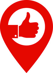 Poster - Red like pin thumbs up icon vector illustration location pointer symbol map marker gps navigation sign editable stock vector illustration