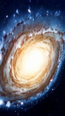 Wall Mural - Vibrant colorful spiral galaxy with blue nebula clouds and sparkling stars in dark outer space, cosmic background