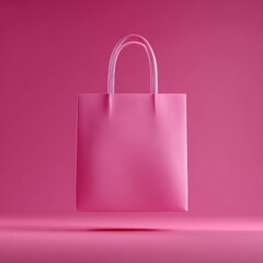 Poster - Pink tote bag floats against a pink background