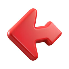 Aufkleber - Glossy red arrow icon pointing left isolated on a white background for website and app design isolated on transparent background PNG file download.
