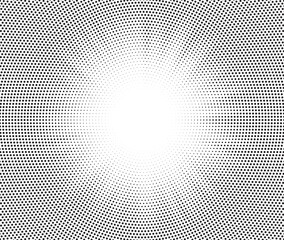 Aufkleber - Dotted background. Abstract halftone concentric pattern. Gradient mosaic radial texture. Vector illustration.