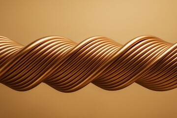 Poster - Twisted metallic copper wires forming a helix structure with smooth lighting and warm golden background in abstract creative graphic style.
