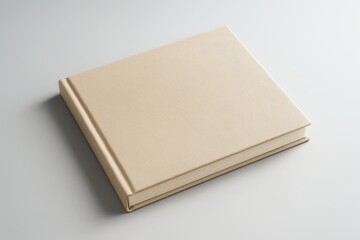 Poster - Minimalist beige hardcover book mockup on light background with clean design, ideal for branding, advertising, or promotion concepts.