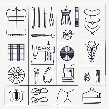 sewing machine silhouette,old sewing Machine icon set