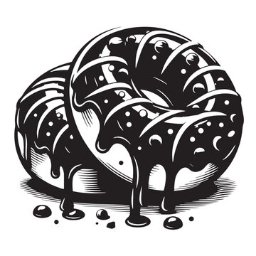 Black Donuts Silhouette Vector, High Quality Illustration on White Background