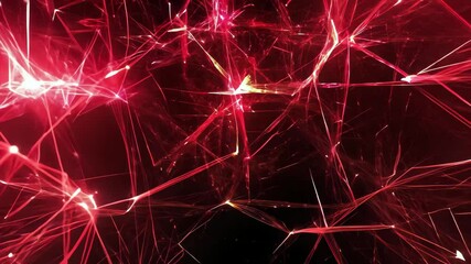 Poster - Red electric network creates dynamic abstract digital art with intricate patterns and vivid colors, Red Electric Network: Abstract Digital Art