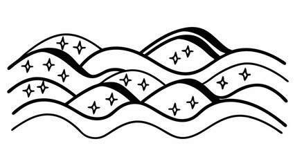Aufkleber - Wavy lines with stars pattern in black and white design for decoration or background element use case created with generated ai