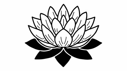 Aufkleber - Elegant black and white lotus flower with detailed petals and a serene symmetrical arrangement design created with generated ai