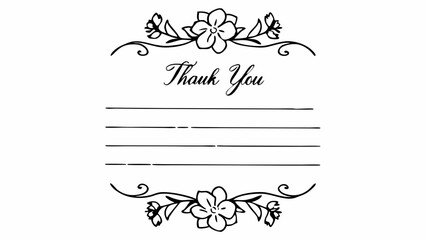Poster - Thank you card template with floral accents and lines for personalized message writing space design created with generated ai