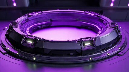 Poster - Futuristic purple sci fi portal with seamless design and intricate details, Purple futuristic sci fi portal Seamless 3D render