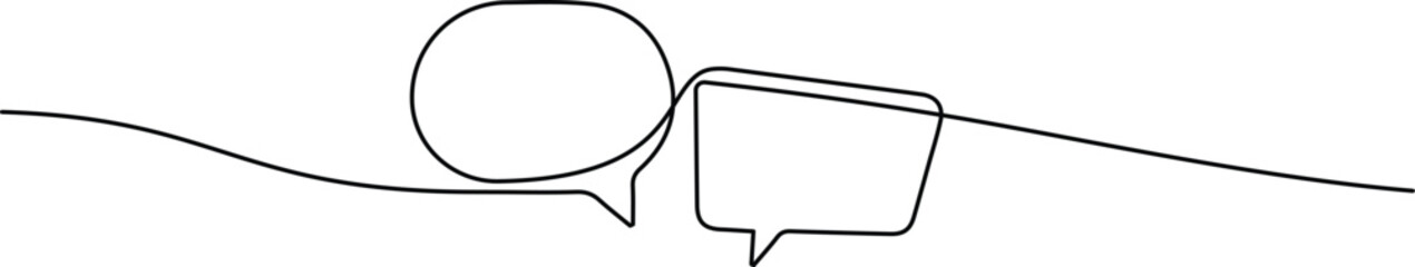 Wall Mural - Continuous Line Chat Bubble Icon. Simple Communication Symbol Illustration