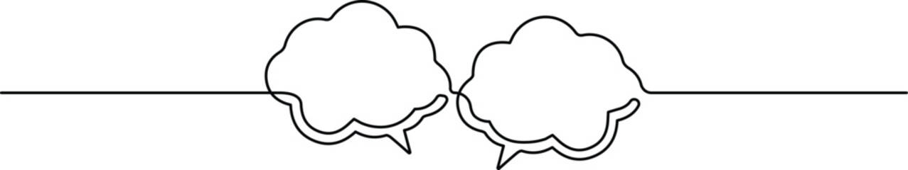Wall Mural - Talk and Message Symbol. One Line Drawing Speech Bubble Illustration