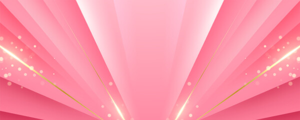 Wall Mural - elegant pink abstract background with golden light beams and soft bokeh glow