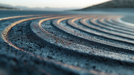 Wall Mural - a close-up view capturing the intricate textures of an empty f1 track, highlighting the smooth aspha