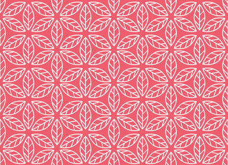 Poster - Flower geometric pattern. Seamless vector background. White and pink ornament. Ornament for fabric, wallpaper, packaging. Decorative print