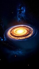Wall Mural - Magnificent spiral galaxy with a bright core, luminous rings and glowing gas, celestial backdrop with countless stars and a cosmic nebula