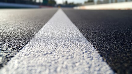 Wall Mural - a detailed close-up view of an empty f1 track surface. the image captures the textured asphalt with 