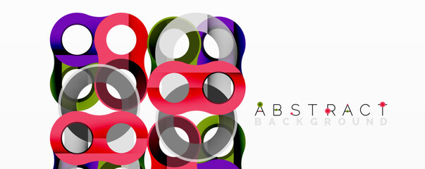 Poster - Modern abstract design. Overlapping circles create vibrant geometric pattern. Red, green, black colors dominate composition.