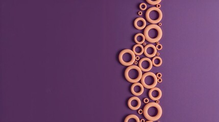 Poster - Abstract Minimalist Composition Peach Rings Purple Background Geometric Pattern Design image
