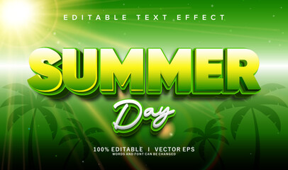 Poster - summer day vector text effect with modern style design