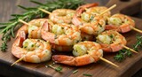 ハーブ香る海老の串焼き