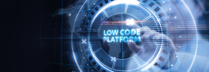 Low Code software development platform technology concept.