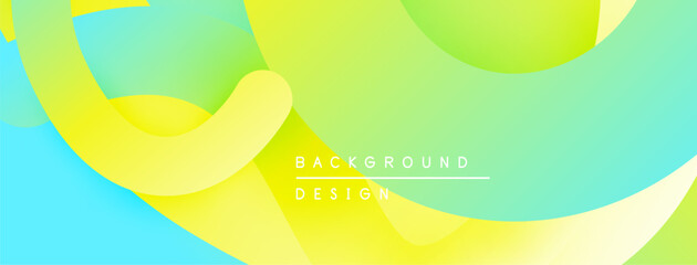 Aufkleber - Abstract fluid shapes, vibrant colors blend. Yellow, turquoise, green create dynamic visual effect. Modern design element.