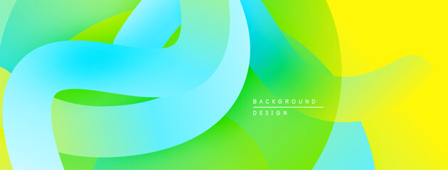 Poster - Abstract vibrant background. Smooth flowing shapes blend yellow, green, turquoise hues. Modern design element for digital projects.