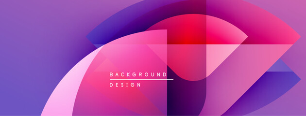Poster - Abstract vibrant design. Overlapping shapes create dynamic purple, pink gradients. Text reads background design. Modern aesthetic.