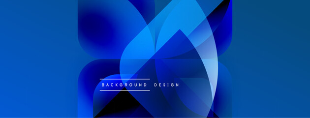 Poster - Abstract blue design features overlapping shapes, gradients, dynamic composition. Modern aesthetic suitable for backgrounds, presentations.