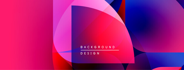 Aufkleber - Abstract gradients blend vibrant pinks, blues, purples. Overlapping shapes create dynamic visual texture. Modern design element.