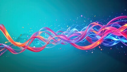 Aufkleber - Colorful abstract background with flowing ribbons and dynamic shapes for desktop monitors