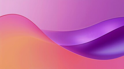 Poster - Abstract Digital Artwork Smooth Flowing Coral Pink Purple Gradient Waves image