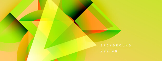 Poster - Abstract geometric shapes overlap, creating vibrant yellow, green, orange gradients. Modern design element for backgrounds, banners, presentations.