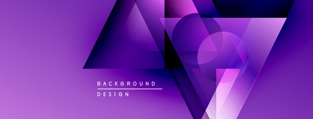 Aufkleber - Abstract purple background features geometric shapes, gradients, overlapping layers. Modern design element for digital projects.