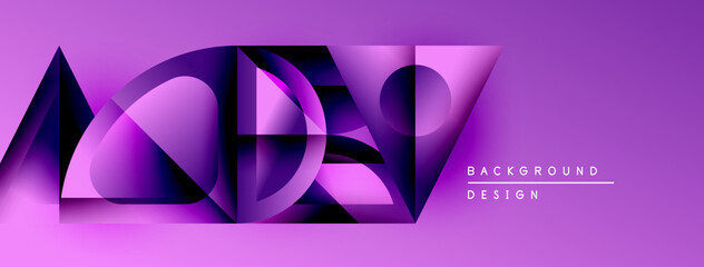 Poster - Abstract purple design features geometric shapes, gradients, dynamic composition. Modern background suitable for digital projects.