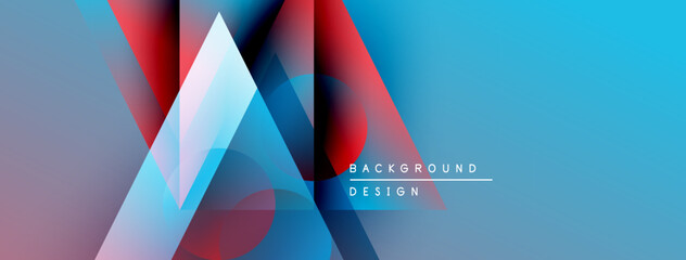 Poster - Abstract geometric shapes blend, creating vibrant blue, red gradients. Modern design suggests technology, innovation, visual appeal.