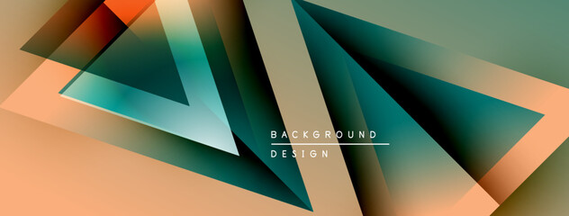 Poster - Abstract geometric shapes overlap, creating dynamic visual effect. Warm, cool colors blend seamlessly. Modern design elements present.