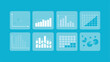 © Hamxa - Illustration of various types of data charts and graphs on a blue background in a square layout