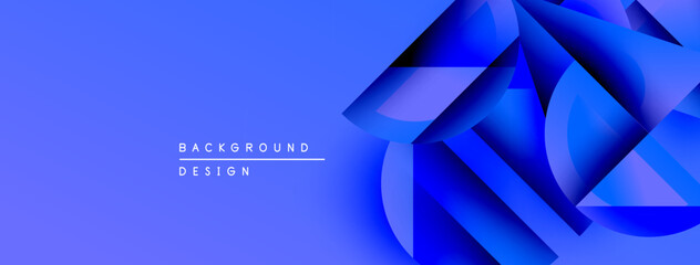 Aufkleber - Abstract blue design. Geometric shapes overlap creating dynamic visual effect. Gradient shades enhance depth, modern aesthetic.