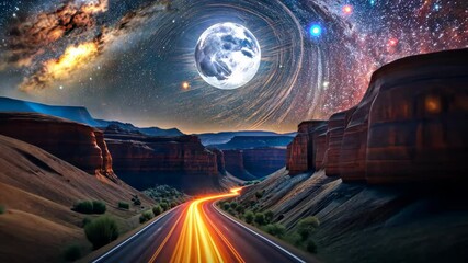 Wall Mural - cosmic highway through the canyon of dreams a journey into the starry night