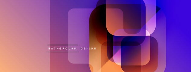 Poster - Abstract geometric shapes overlap, creating vibrant gradient background. Modern design utilizes warm, cool color transitions.