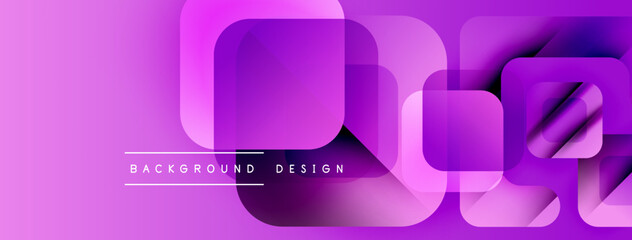 Aufkleber - Abstract purple design features overlapping rounded squares. Gradient background adds depth, modern aesthetic. Minimal text present.