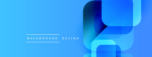 Poster - Abstract blue gradient background. Overlapping rounded squares create modern design. Text reads background design. Simple, clean aesthetic.